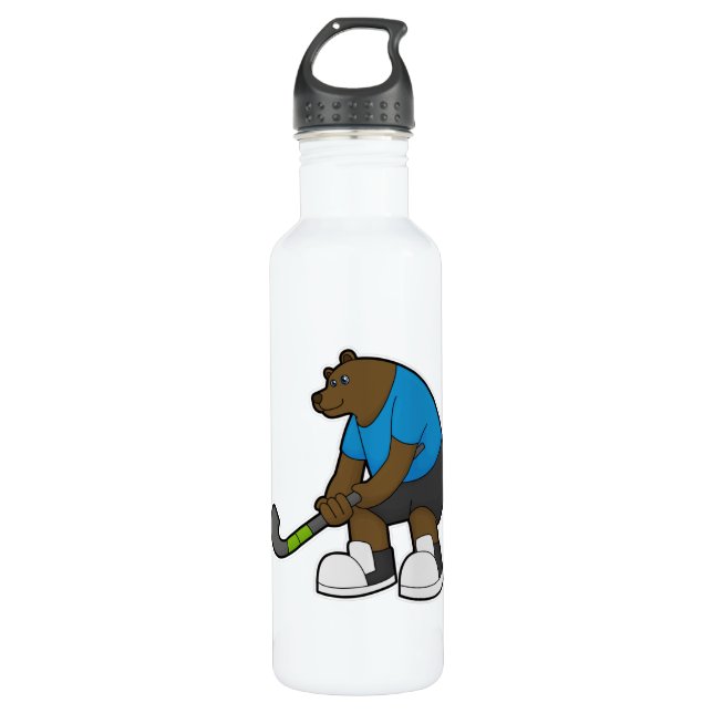 Hockey mit Hockeystick Edelstahlflasche (Vorderseite)