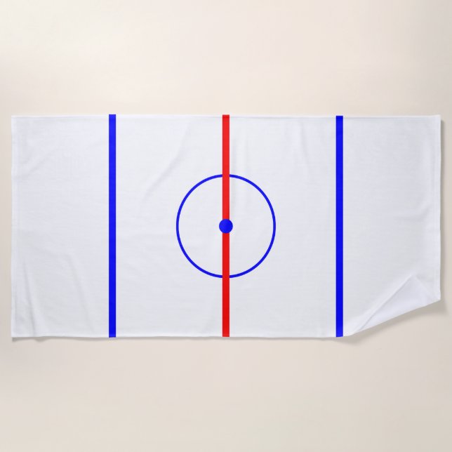 Hockey-Mitte-Eis u. blaue Linien Strandtuch (Vorderseite)
