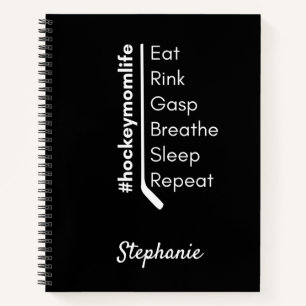 Hockey Mom Life Notebook wiederholen schwarz Notizbuch