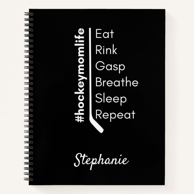 Hockey Mom Life Notebook wiederholen schwarz Notizbuch (Vorderseite)