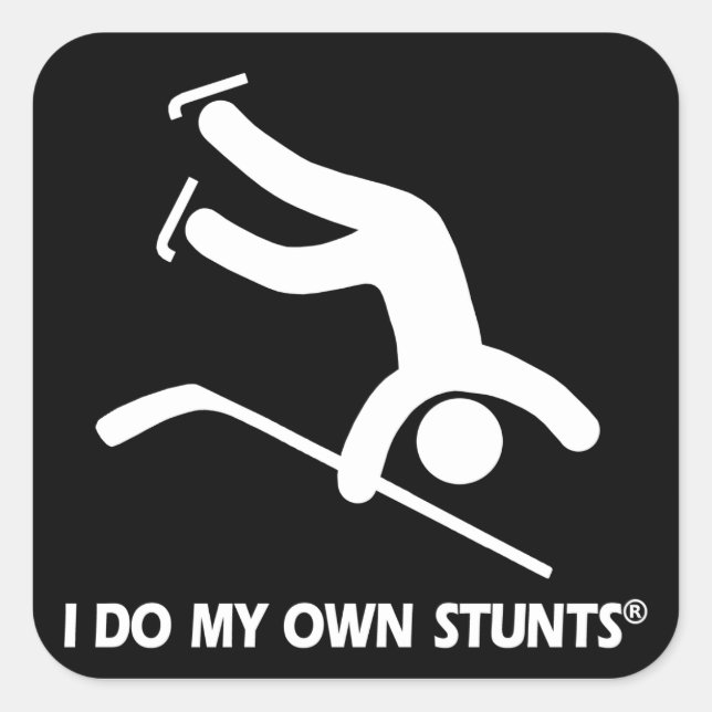 Hockey My Own Stunts Quadratischer Aufkleber (Vorderseite)
