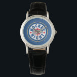 Hockey Night - Logo in Kanada Armbanduhr<br><div class="desc">Dieses Logo wird seit 1998 verwendet. Die Hockey Night in Kanada ist die Markenbezeichnung für kanadische Fernsehvorführungen der National Hockey League. Während der Name für alle NHL-Sendungen im CBC-Fernsehen verwendet wurde (unabhängig von der Tageszeit), ist die Hockey Night in Kanada in erster Linie mit ihren Saturday Night NHL-Sendungen assoziiert, eine...</div>