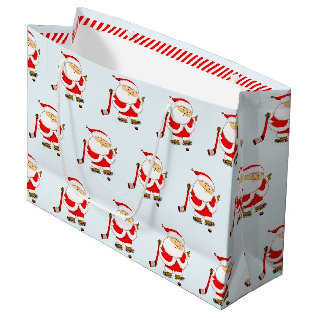 Hockey Noël Vacances Grand sac cadeau (Devant Angle)