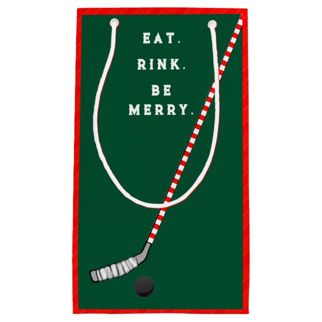 Hockey Noël Vacances Petit sac cadeau (Devant)