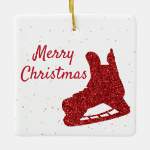 Hockey Ornament - Roter Funkel Skate und Spieler