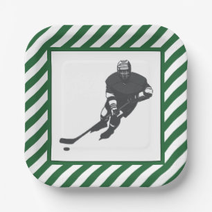 Hockey Party Green Pappteller