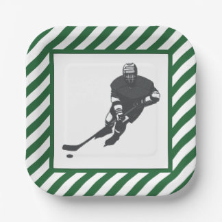 Hockey Party Green Pappteller
