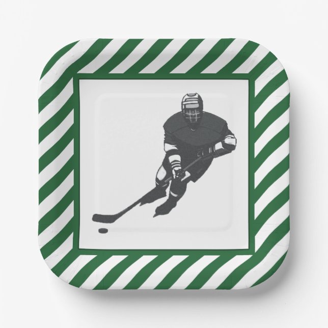 Hockey Party Green Pappteller (Vorderseite)