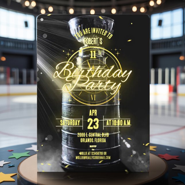 Hockey Party Themed Customizeable Photo Einladung (Von Creator hochgeladen)
