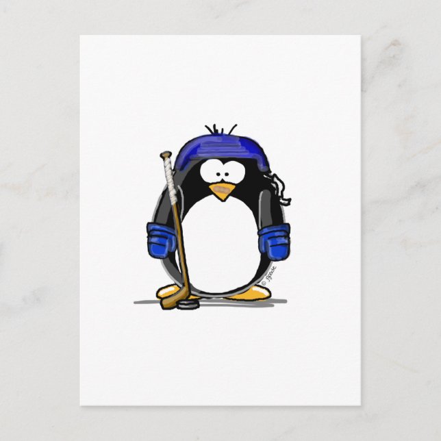 Hockey Penguin Postkarte (Vorderseite)
