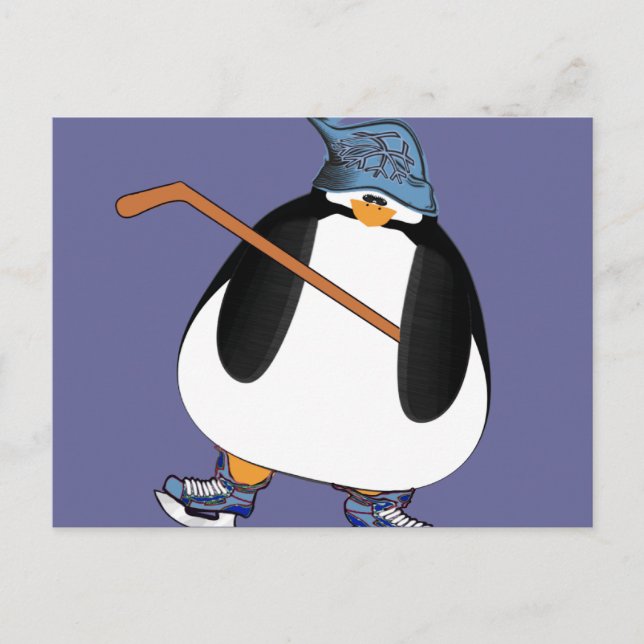 Hockey Penguin Postkarte (Vorderseite)