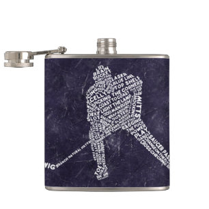 Hockey Player Calligram Hip Flask Flachmann