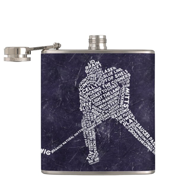 Hockey Player Calligram Hip Flask Flachmann (Geöffnet)