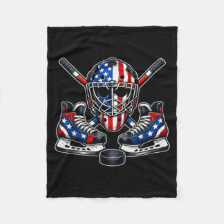 Hockey Player Fan Ice Hockey Aamerican Flag 4th Of Fleecedecke