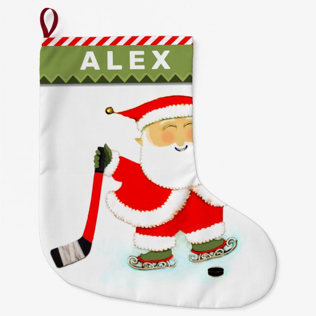 Hockey Player Großer Weihnachtsstrumpf (Vorderseite)