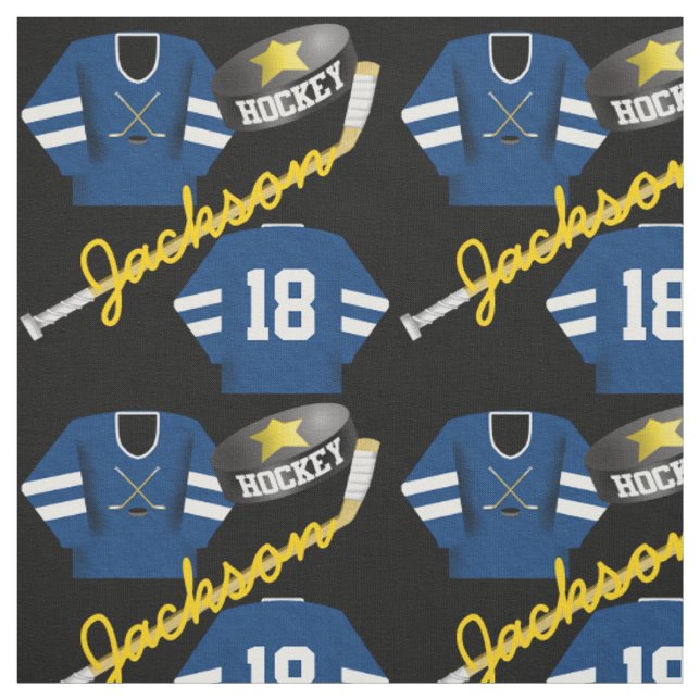 Hockey Player Jersey Puck und Stick Name Number Stoff (Muster)