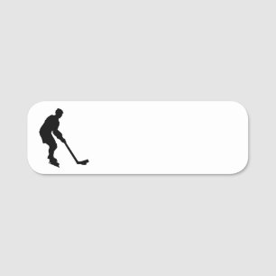 Hockey Player mit Stock-Silhouette Namensschild