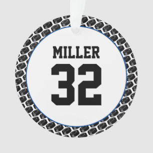 Hockey Player Name Number Puck Pattern Sports Ornament