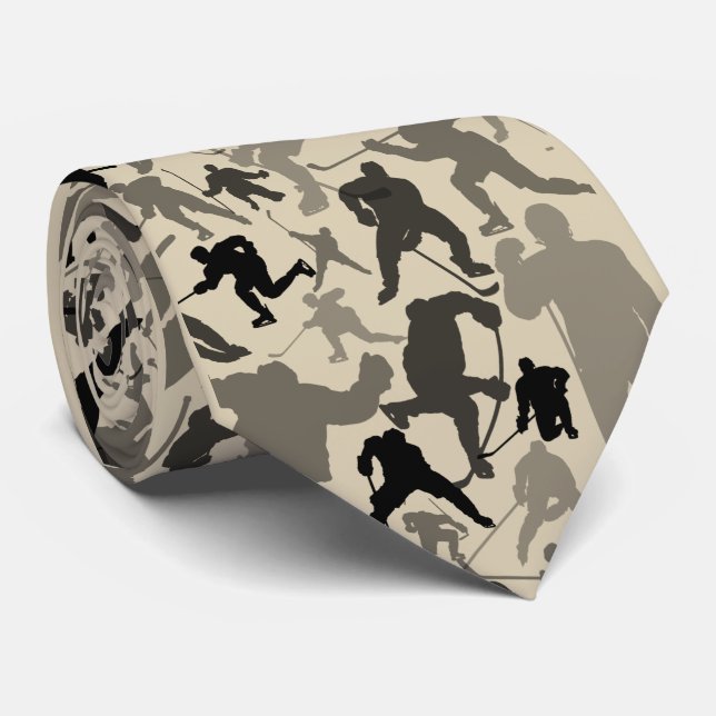 Hockey Player Pattern Neck Tie Krawatte (Gerollt)