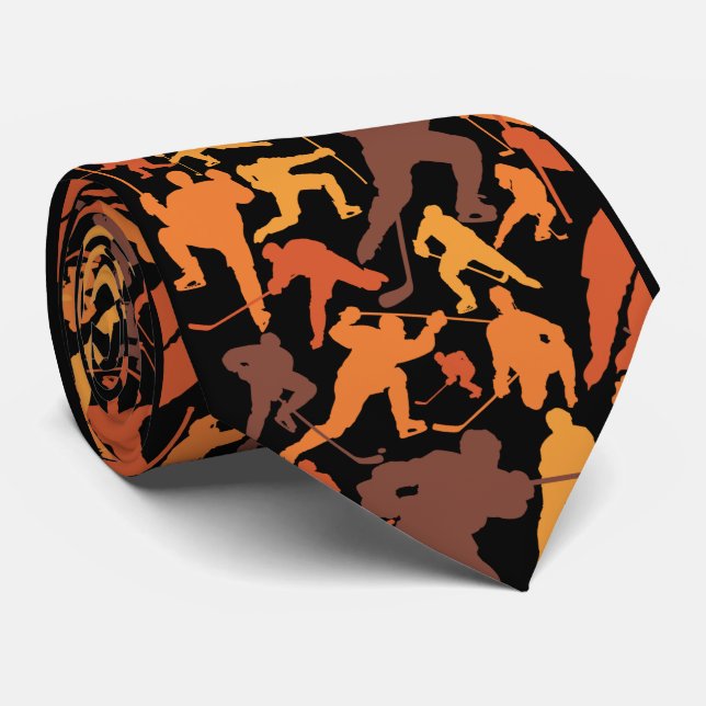 Hockey Player Pattern Neck Tie Krawatte (Gerollt)