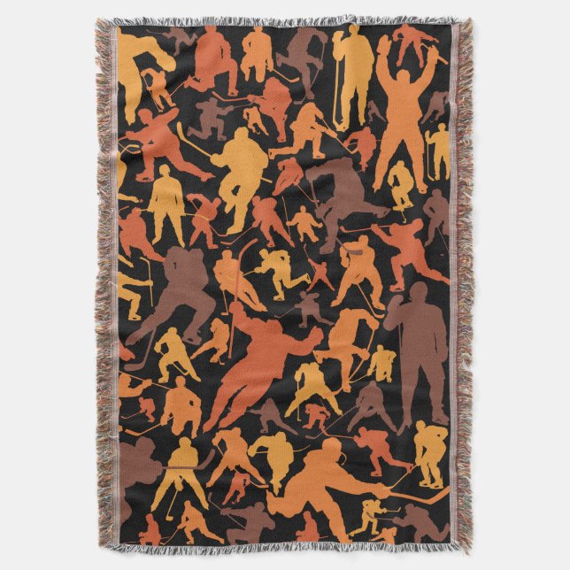 Hockey Player Pattern Throw Blanket Decke (Vorderseite Vertikal)
