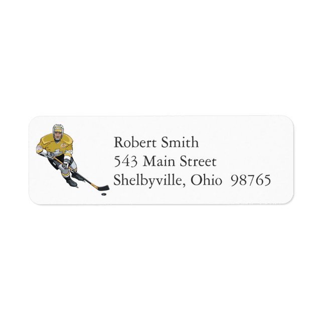 Hockey Player-Rücksendeadressen-Aufkleber (Vorne)