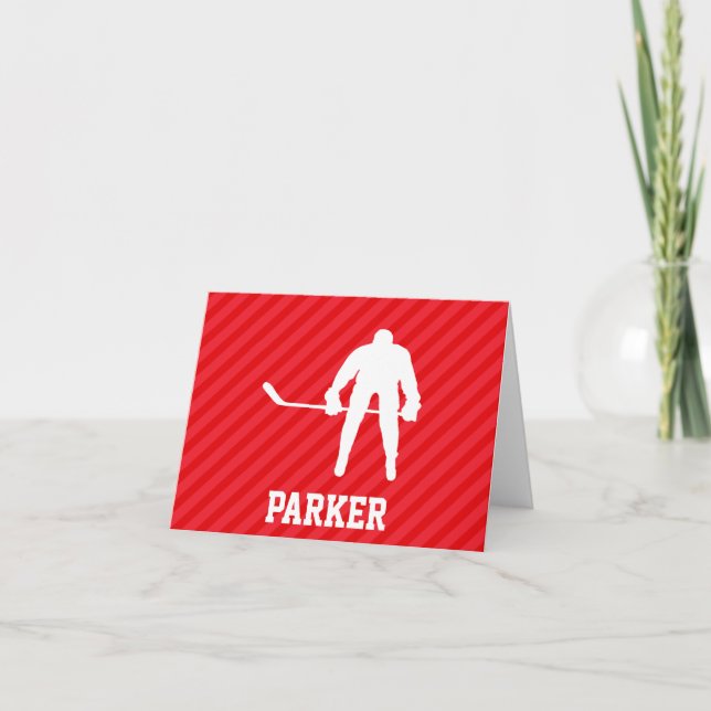 Hockey Player; Scarlet Red Strips Karte (Vorderseite)