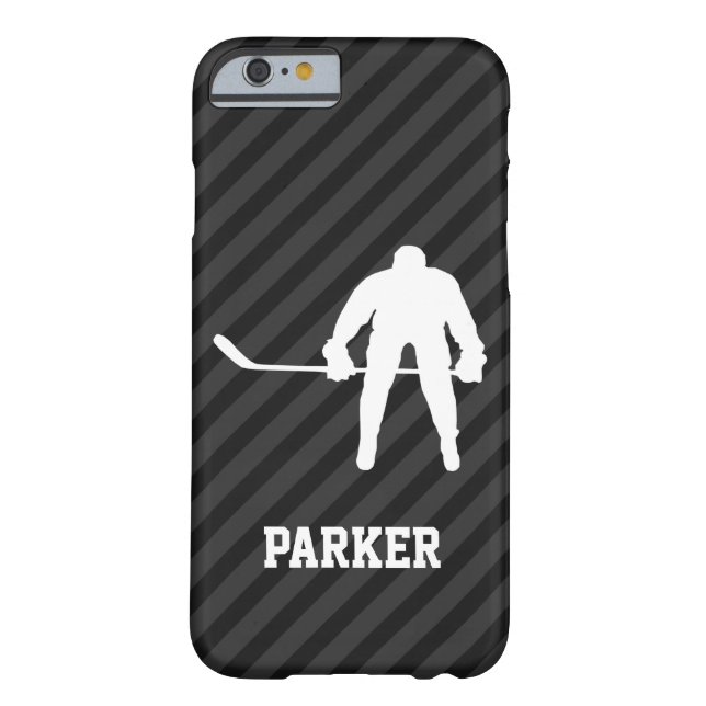 Hockey Player; Schwarz & Dunkelgrau Streifen Case-Mate iPhone Hülle (Rückseite)