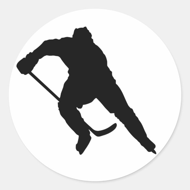 Hockey-Player-Silhouette-1 Runder Aufkleber (Vorderseite)