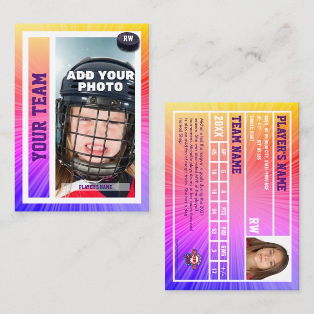 Hockey Player Trading Card Souvenir | Farbabweichu Telefonnummerkarte (Vorne/Hinten)