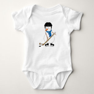 Hockey Playing Snowman Säugling Baby Bodysuit Strampler