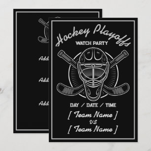 Hockey Playoffs Schwarz/Weiß Einladung