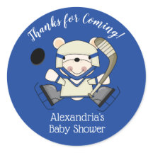 Hockey Polar Bear Baby Dusche Pflegeaufkleber