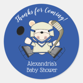 Hockey Polar Bear Baby Dusche Pflegeaufkleber Runder Aufkleber