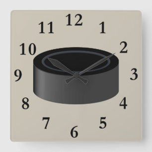 hockey puck clock quadratische wanduhr