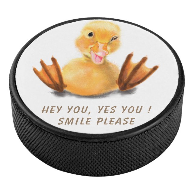 Hockey Puck mit Happy Yellow Duck - Lächeln (3/4)