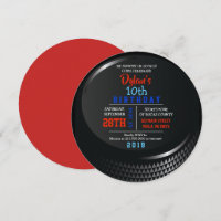 HOCKEY PUCK ROUND Birthday Party Invitation