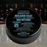 Hockey Puck Round Blue Bar Mitzvah Einladung<br><div class="desc">Diese lässigen,  schicken Einladungen sind perfekt für alle sportlichen Bar Mitzvah-Feste. Jede Textzeile ist vollständig anpassbar,  um genau zu sagen,  was Sie gewollt haben! Finden Sie koordinierende Produkte in der Bar Mitzvah Sports Collection.</div>