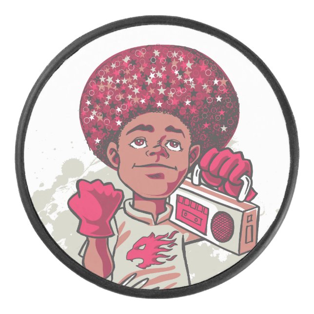 Hockey Puck – YOUTH Power Afro & Boombox Urban  (Vorderseite)