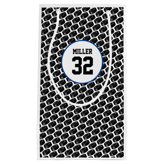 Hockey Pucks Player Name Nummer Spiel Sportsticks Kleine Geschenktüte (Vorderseite)