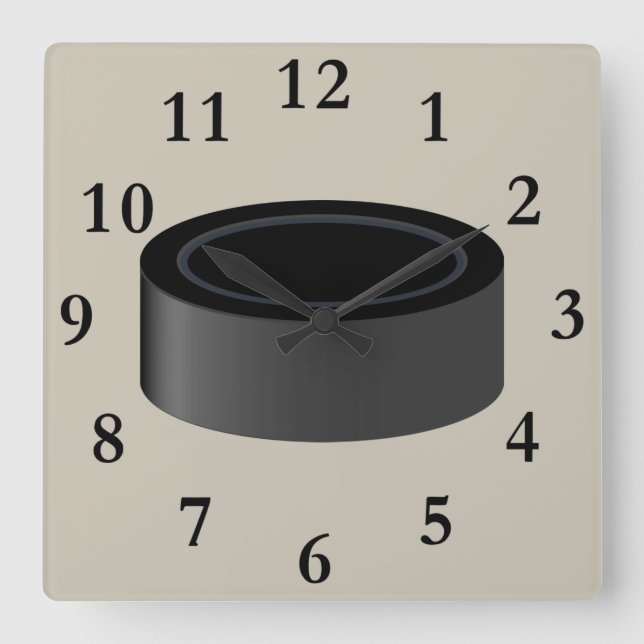 Hockey-Puckuhr Quadratische Wanduhr (Vorderseite)