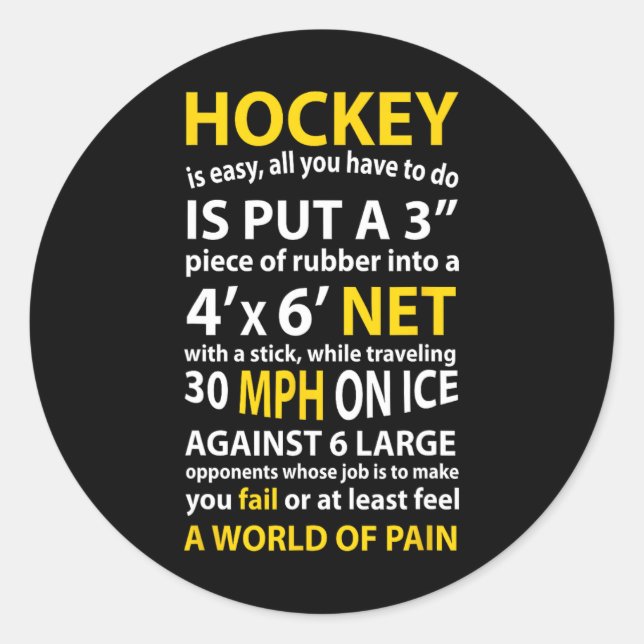 Hockey Quote Hockey ist ein einfaches Geschenk für Runder Aufkleber (Vorderseite)