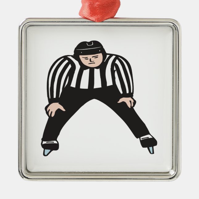 Hockey-Referent Silbernes Ornament (Vorne)
