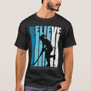 Hockey Retro glauben, Turquoise Field Hockey Fan W T-Shirt