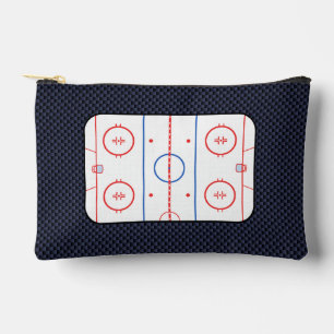 Hockey-Rink-Diagramm auf Blue Carbon Fibre-Stil Zubehörtasche