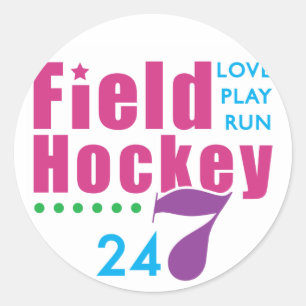 Hockey rund um die Uhr Runder Aufkleber
