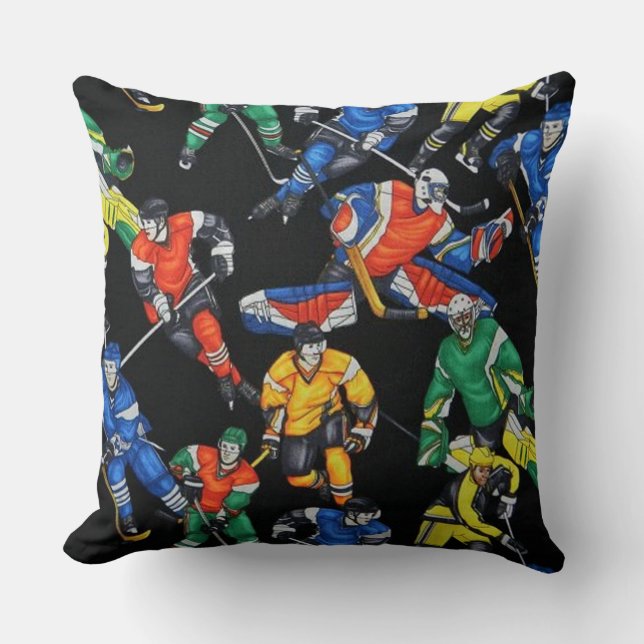 Hockey Saison Eishockey Muster Pillow Kissen (Vorderseite)