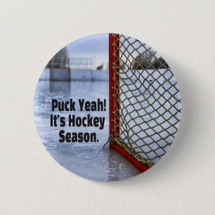 Hockey Saison Ice Cold Funny Spaß Puck Button