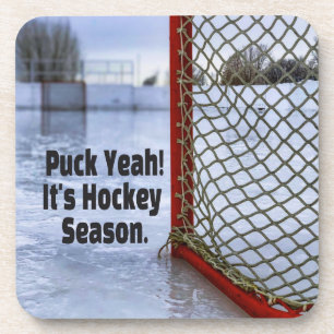 Hockey Saison Ice Cold Funny Spaß Puck Getränkeuntersetzer