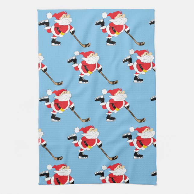 Hockey-Sankt-Skaten-Weihnachtsküchen-Dekor Küchentuch (Vertikal)
